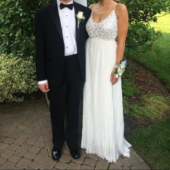 white flowy prom dress